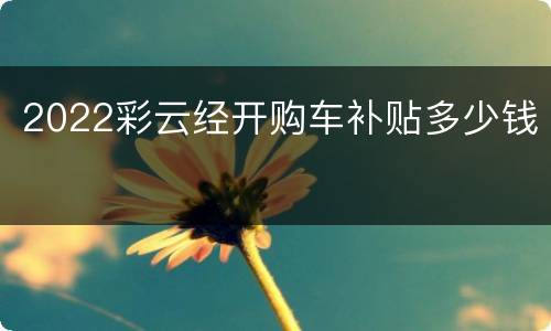2022彩云经开购车补贴多少钱