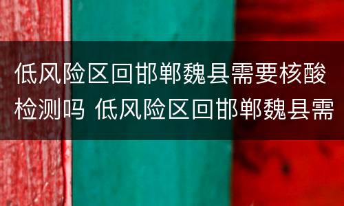 低风险区回邯郸魏县需要核酸检测吗 低风险区回邯郸魏县需要核酸检测吗最新