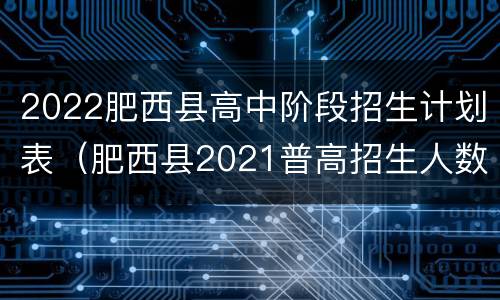 2022肥西县高中阶段招生计划表（肥西县2021普高招生人数）