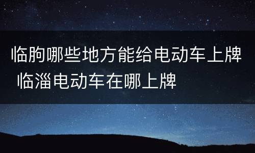 临朐哪些地方能给电动车上牌 临淄电动车在哪上牌