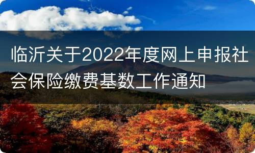 临沂关于2022年度网上申报社会保险缴费基数工作通知