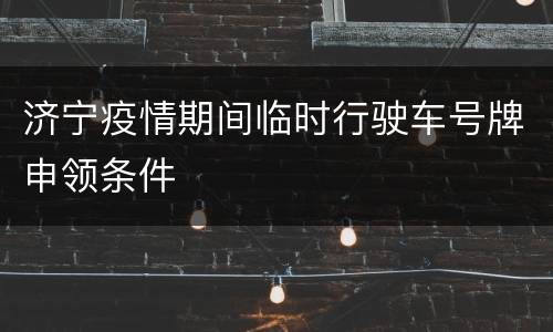 济宁疫情期间临时行驶车号牌申领条件