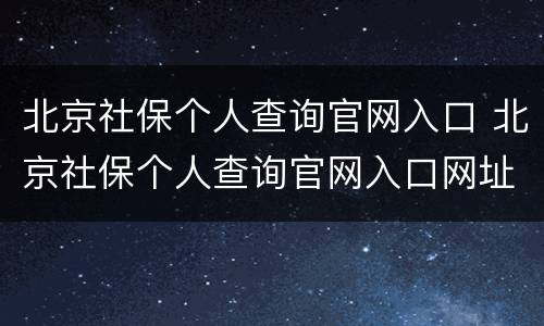 北京社保个人查询官网入口 北京社保个人查询官网入口网址