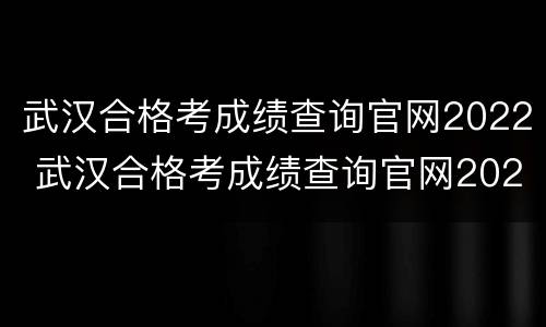 武汉合格考成绩查询官网2022 武汉合格考成绩查询官网2021