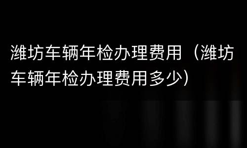 潍坊车辆年检办理费用（潍坊车辆年检办理费用多少）