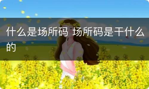 什么是场所码 场所码是干什么的