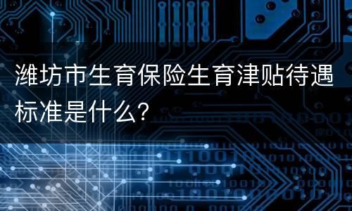 潍坊市生育保险生育津贴待遇标准是什么？
