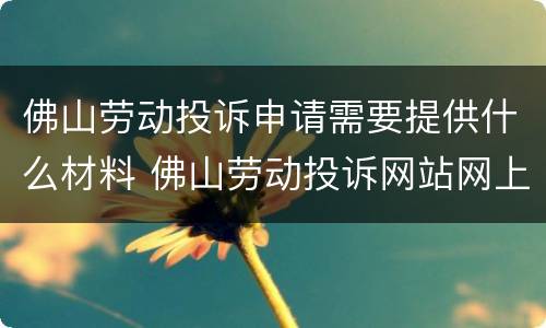 佛山劳动投诉申请需要提供什么材料 佛山劳动投诉网站网上投诉