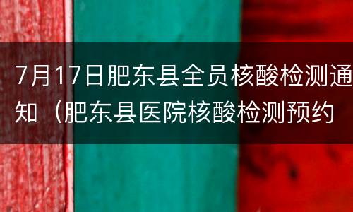 7月17日肥东县全员核酸检测通知（肥东县医院核酸检测预约）