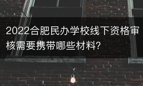 2022合肥民办学校线下资格审核需要携带哪些材料？