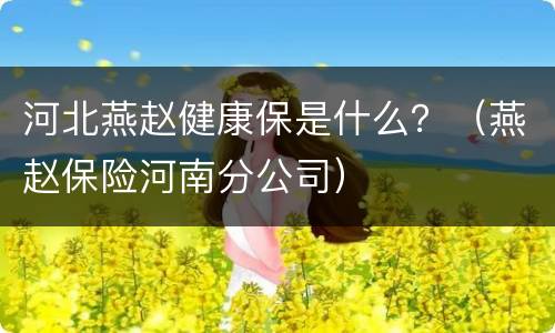 河北燕赵健康保是什么？（燕赵保险河南分公司）
