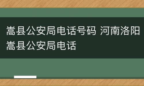 嵩县公安局电话号码 河南洛阳嵩县公安局电话