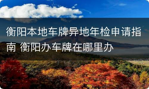衡阳本地车牌异地年检申请指南 衡阳办车牌在哪里办