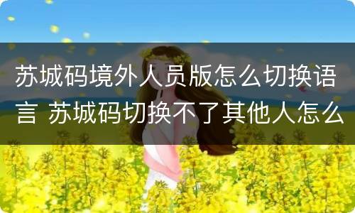 苏城码境外人员版怎么切换语言 苏城码切换不了其他人怎么办