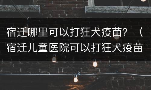 宿迁哪里可以打狂犬疫苗？（宿迁儿童医院可以打狂犬疫苗吗）
