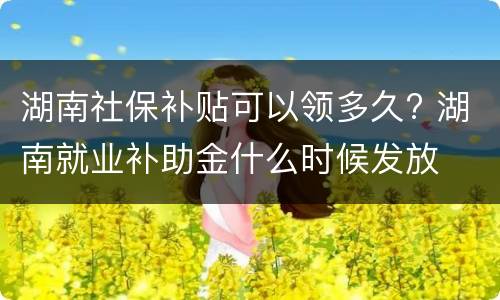 湖南社保补贴可以领多久? 湖南就业补助金什么时候发放