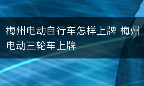 梅州电动自行车怎样上牌 梅州电动三轮车上牌