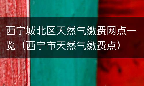 西宁城北区天然气缴费网点一览（西宁市天然气缴费点）