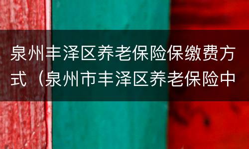 泉州丰泽区养老保险保缴费方式（泉州市丰泽区养老保险中心）