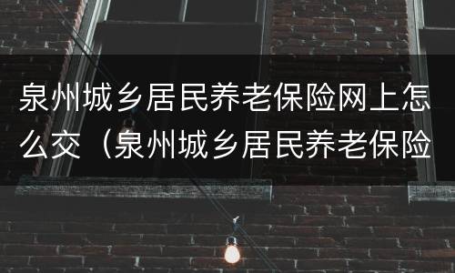 泉州城乡居民养老保险网上怎么交（泉州城乡居民养老保险缴费）