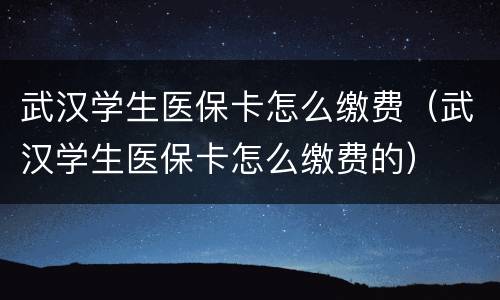 武汉学生医保卡怎么缴费（武汉学生医保卡怎么缴费的）