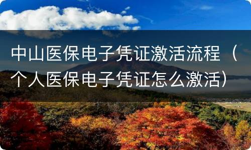 中山医保电子凭证激活流程（个人医保电子凭证怎么激活）