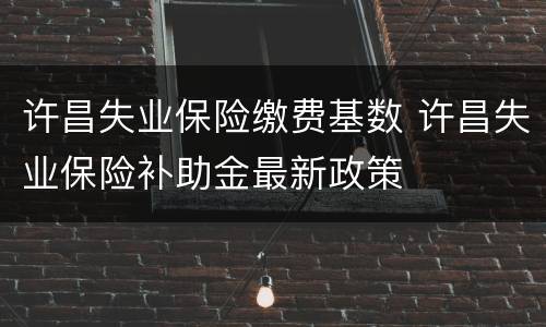 许昌失业保险缴费基数 许昌失业保险补助金最新政策