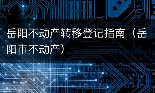 岳阳不动产转移登记指南（岳阳市不动产）