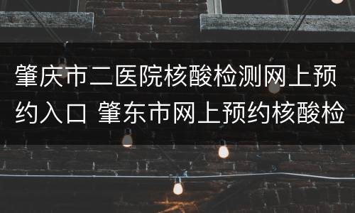 肇庆市二医院核酸检测网上预约入口 肇东市网上预约核酸检测