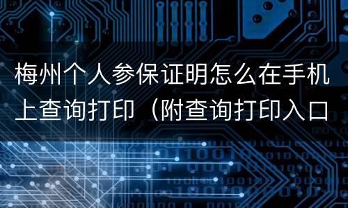 梅州个人参保证明怎么在手机上查询打印（附查询打印入口）