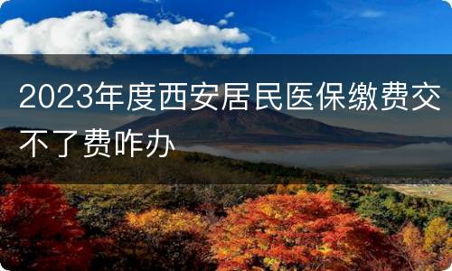 2023年度西安居民医保缴费交不了费咋办