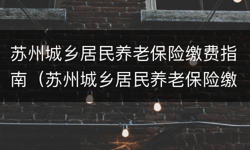 苏州城乡居民养老保险缴费指南（苏州城乡居民养老保险缴费指南最新）