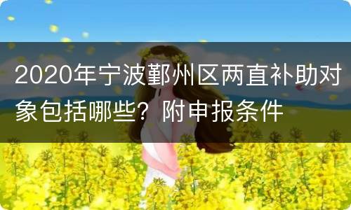 2020年宁波鄞州区两直补助对象包括哪些？附申报条件