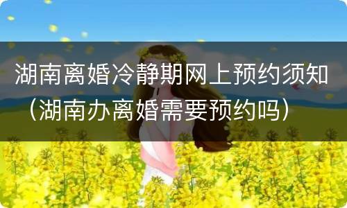 湖南离婚冷静期网上预约须知（湖南办离婚需要预约吗）