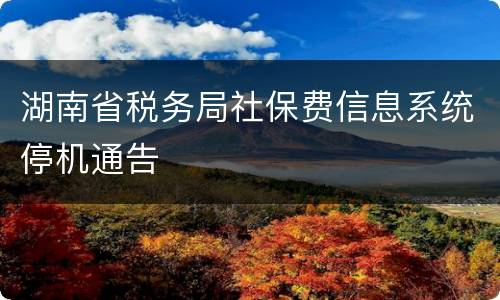 湖南省税务局社保费信息系统停机通告