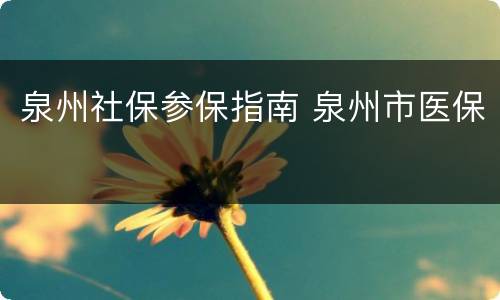 泉州社保参保指南 泉州市医保