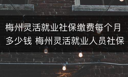 梅州灵活就业社保缴费每个月多少钱 梅州灵活就业人员社保缴费多少钱