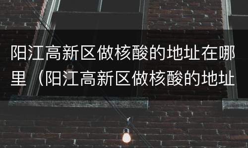 阳江高新区做核酸的地址在哪里（阳江高新区做核酸的地址在哪里啊）
