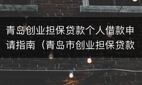 青岛创业担保贷款个人借款申请指南（青岛市创业担保贷款）