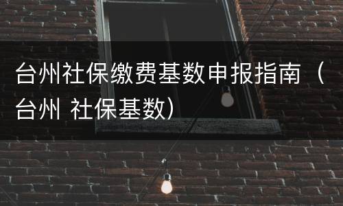 台州社保缴费基数申报指南（台州 社保基数）