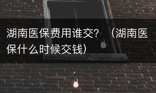 湖南医保费用谁交？（湖南医保什么时候交钱）