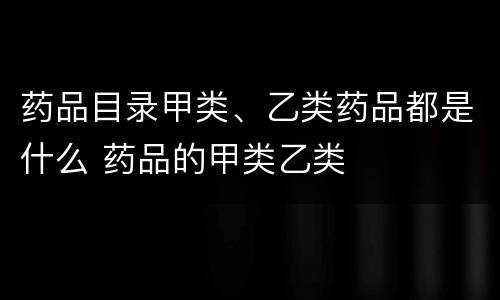 药品目录甲类、乙类药品都是什么 药品的甲类乙类