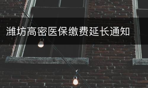 潍坊高密医保缴费延长通知