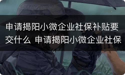 申请揭阳小微企业社保补贴要交什么 申请揭阳小微企业社保补贴要交什么钱