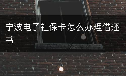 宁波电子社保卡怎么办理借还书