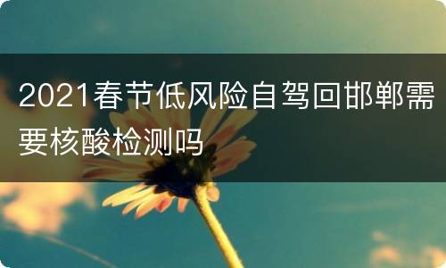 2021春节低风险自驾回邯郸需要核酸检测吗