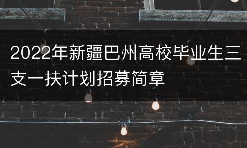 2022年新疆巴州高校毕业生三支一扶计划招募简章