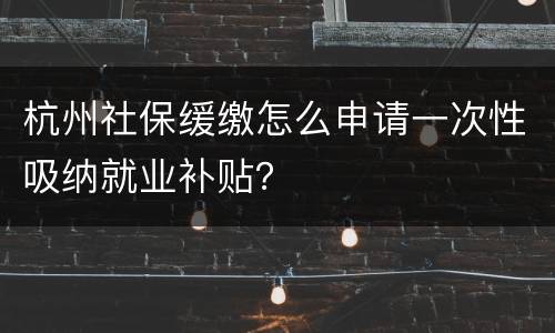 杭州社保缓缴怎么申请一次性吸纳就业补贴？