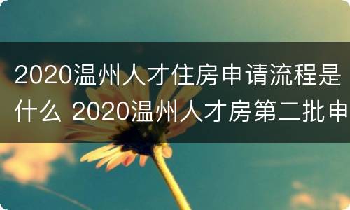 2020温州人才住房申请流程是什么 2020温州人才房第二批申请