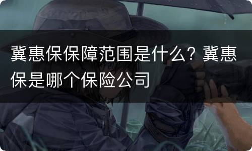 冀惠保保障范围是什么? 冀惠保是哪个保险公司
